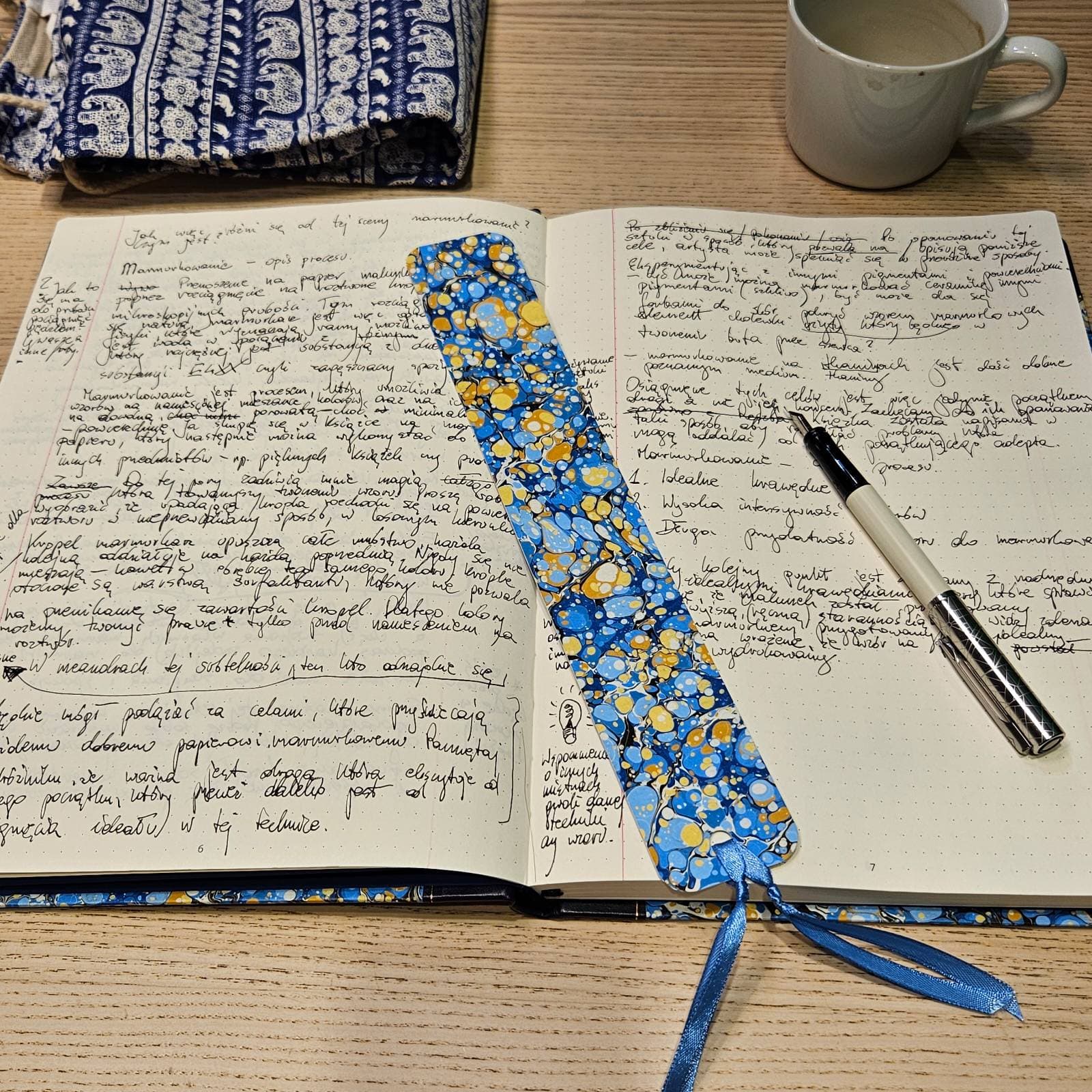 Book about marbling in the process of writing.